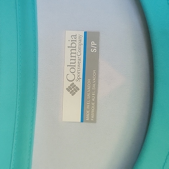 Columbia PFG Aqua Long Sleeve with Flag on Back Size Small - Picture 4 of 8
